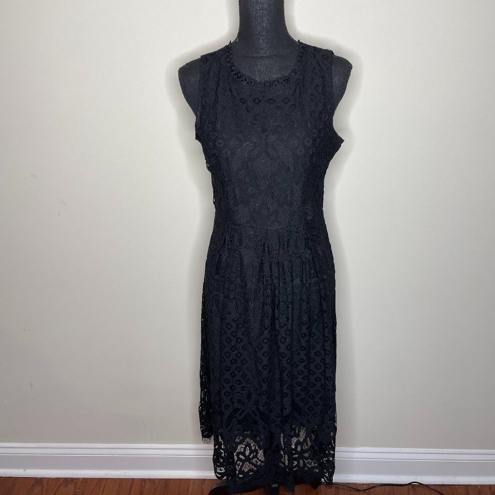 Veiisar Black Sleeveless Lace Cocktail Dress L